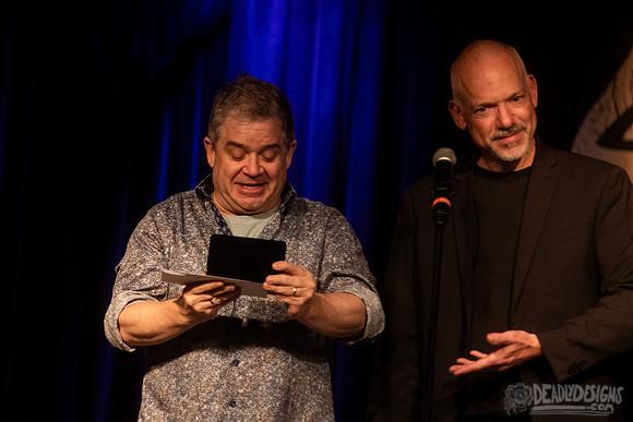 Mayor Kelly Girtz presents Patton Oswalt with key to city