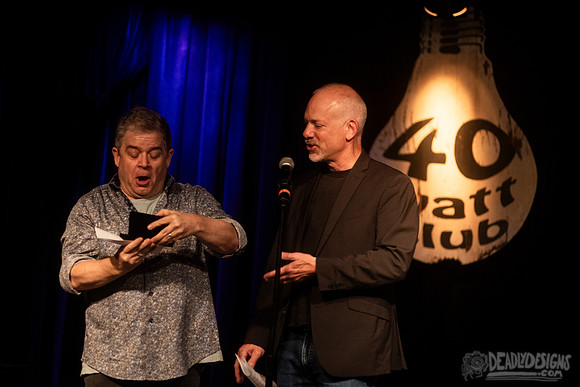 Mayor Kelly Girtz presents Patton Oswalt with key to city