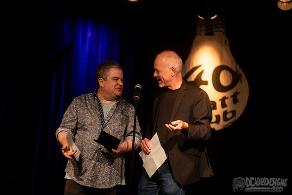 Mayor Kelly Girtz presents Patton Oswalt with key to city