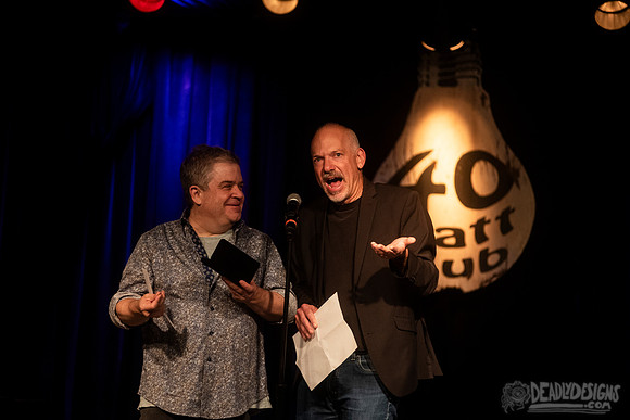 Mayor Kelly Girtz presents Patton Oswalt with key to city