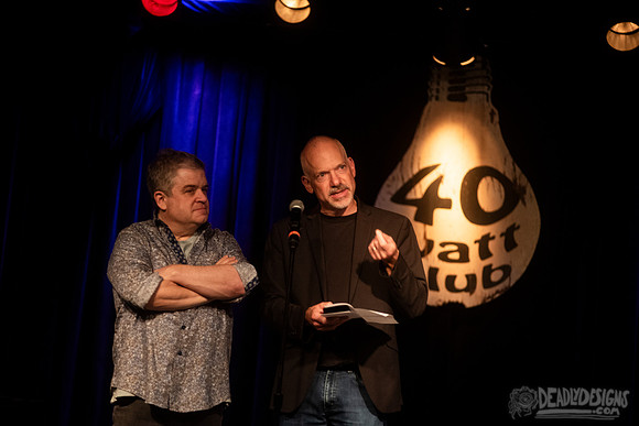 Mayor Kelly Girtz presents Patton Oswalt with key to city