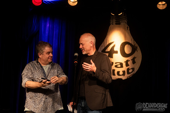 Mayor Kelly Girtz presents Patton Oswalt with key to city
