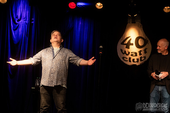 Mayor Kelly Girtz presents Patton Oswalt with key to city