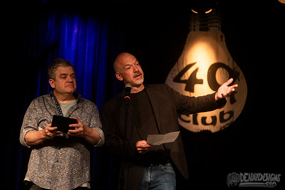 Mayor Kelly Girtz presents Patton Oswalt with key to city