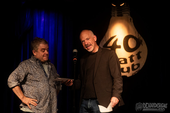 Mayor Kelly Girtz presents Patton Oswalt with key to city