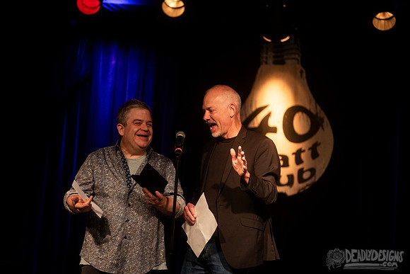Mayor Kelly Girtz presents Patton Oswalt with key to city