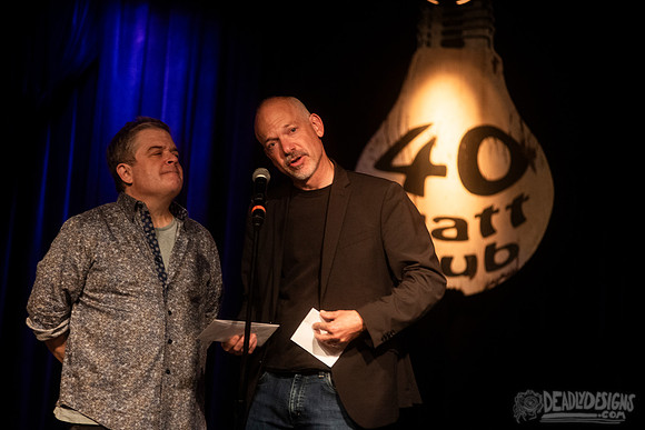 Mayor Kelly Girtz presents Patton Oswalt with key to city