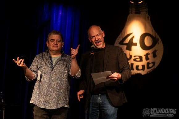 Mayor Kelly Girtz presents Patton Oswalt with key to city